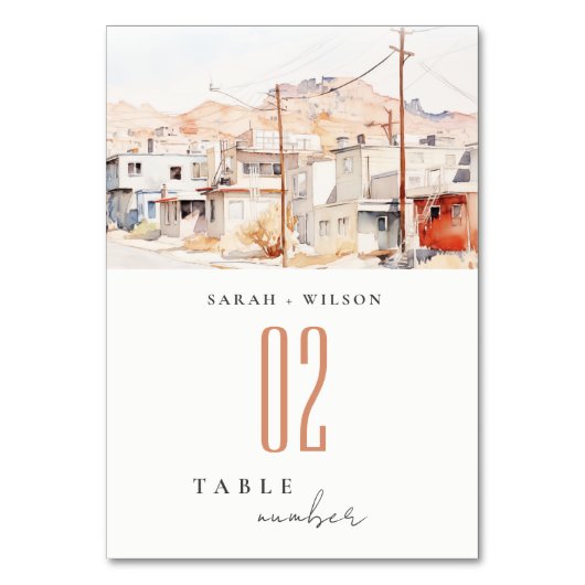 エルパソテキサス州シティスケープ水結婚色の テーブルナンバー (裏面)