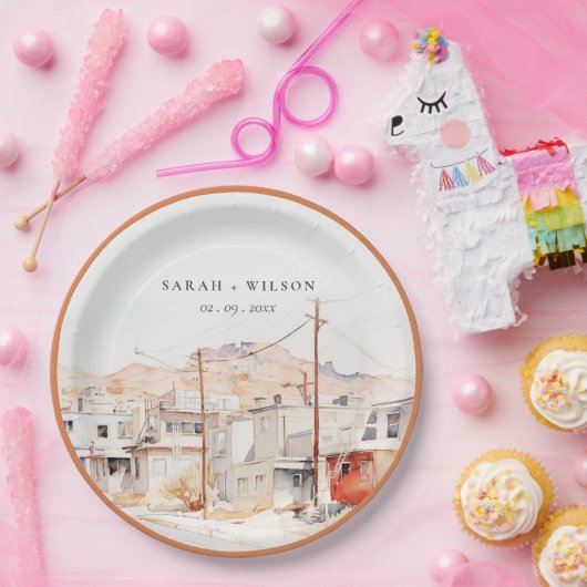 エルパソテキサス州シティスケープ水結婚色の ペーパープレート (パーティー)