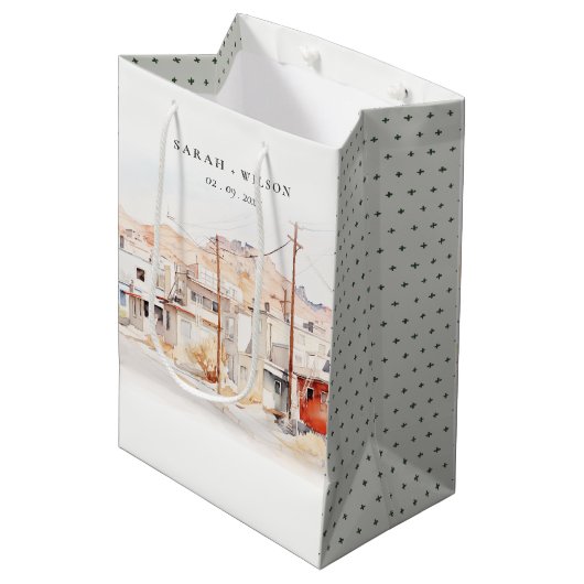 エルパソテキサス州シティスケープ水結婚色の ミディアムペーパーバッグ (正面アングル)