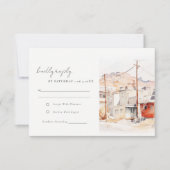 エルパソテキサス州シティスケープ水結婚色の 出欠カード (正面)