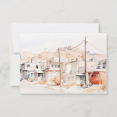 エルパソテキサス州シティスケープ水結婚色の 出欠カード (裏面)