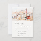 エルパソテキサス州シティスケープ水結婚色の 出欠カード (正面)