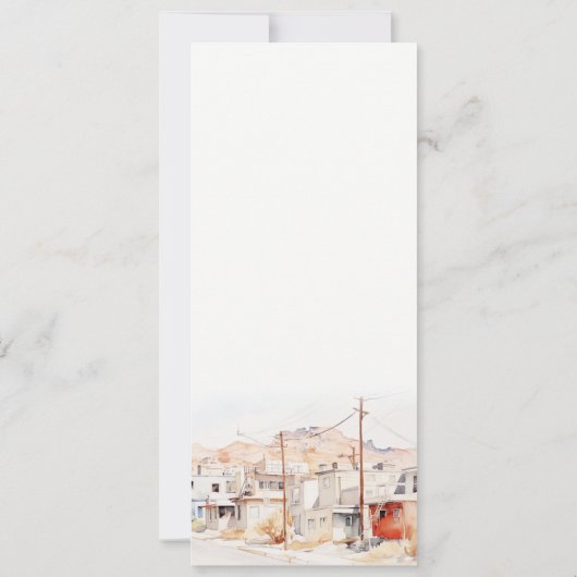 エルパソテキサス州シティスケープ結婚のメニューカード 招待状 (裏面)