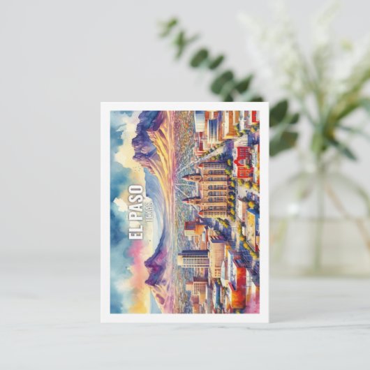 エルパソテキサス州有名な旅行の場所の水色 ポストカード (スタンド正面)