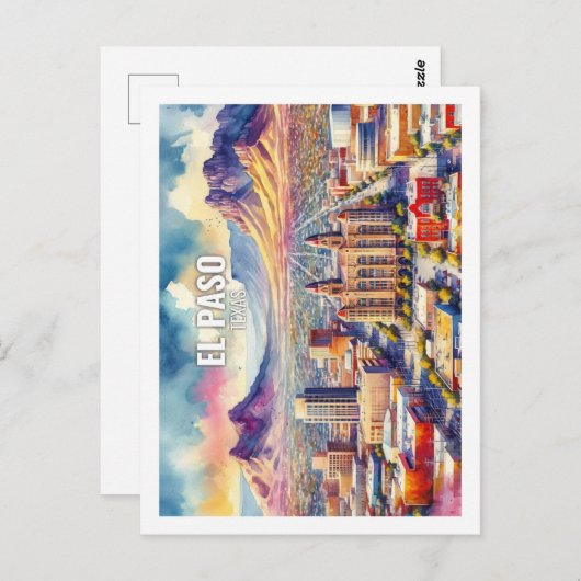 エルパソテキサス州有名な旅行の場所の水色 ポストカード (正面/裏面)