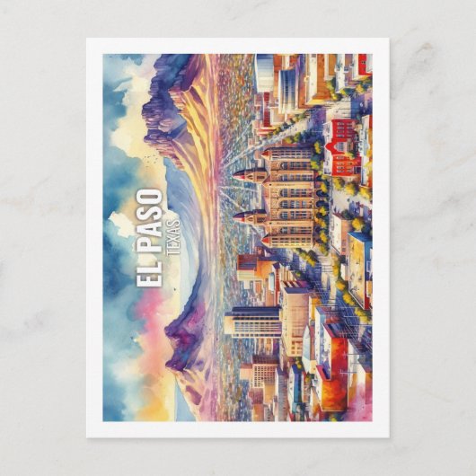 エルパソテキサス州有名な旅行の場所の水色 ポストカード (正面)