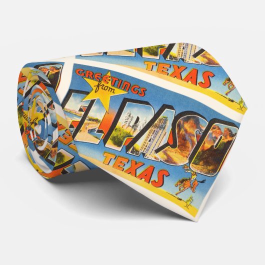 エルパソテキサス州TXの古いヴィンテージ旅行記念品 ネクタイ (ロール)