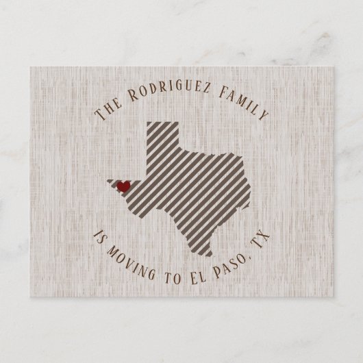 エルパソブラウンリネンとハートテキサス州ムービング 案内ポストカード (正面)