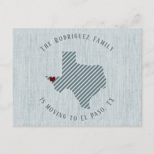 エルパソブルーリネン&ハートテキサス州ムービング 案内ポストカード (正面)