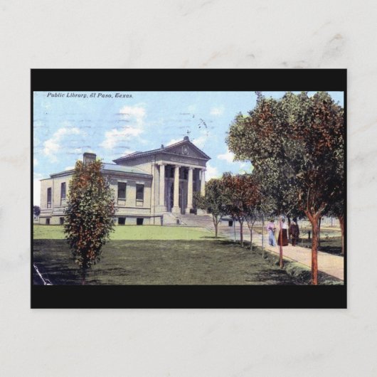 エルパソ図書館、テキサス州1911ヴィンテージ ポストカード (正面)