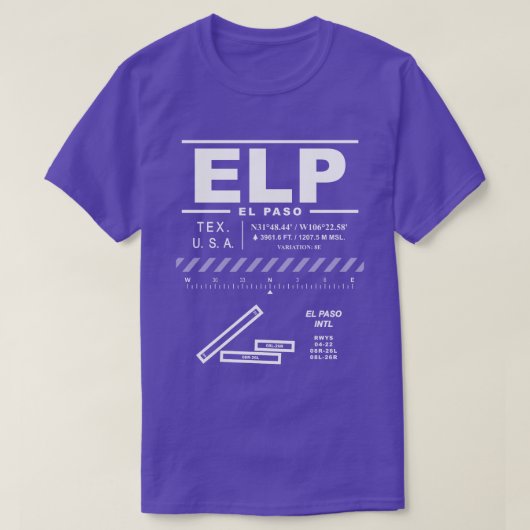 エルパソ国際的エアポートELP Tシャツ (デザイン正面)