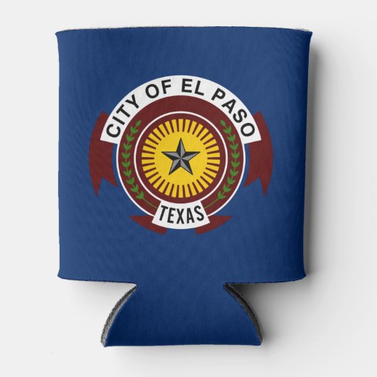 エルパソ市国旗、テキサス州クーラーボックス 缶クーラー (正面)