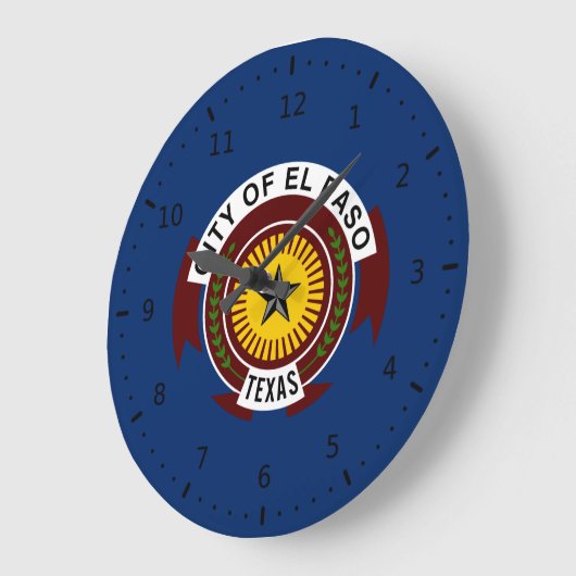 エルパソ市国旗、テキサス州 ラージ壁時計 (傾斜)