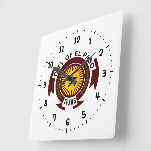 エルパソ市章テキサス州スクエアウォールクロック スクエア壁時計 (傾斜)
