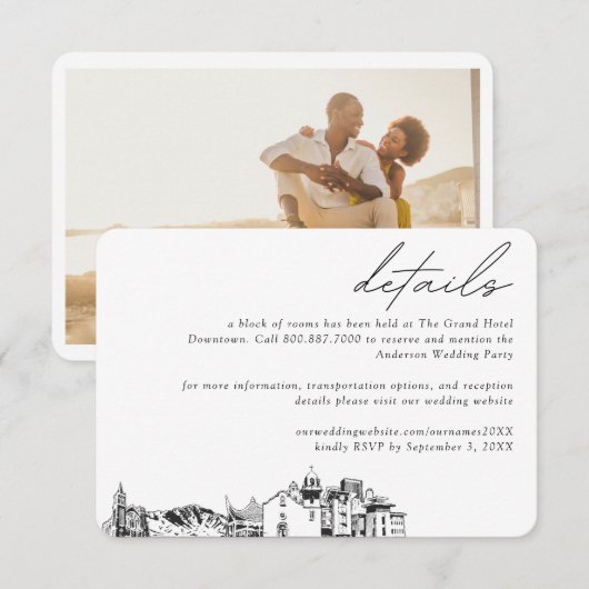 エルパソ結婚ズホテルルームブロック詳細 エンクロージャーカード (正面/裏面)