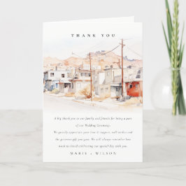 エルパソ テキサスシティ スケープ 水彩 結婚式 サンキューカード