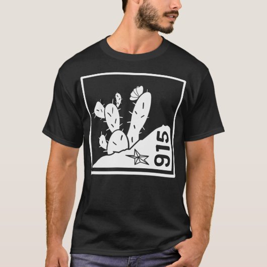 エルパソ テキサス 山 サボテン Tシャツ (正面)