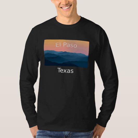 エルパソ テキサス 山 夕焼け 故郷 Tシャツ (正面)