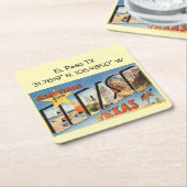 エルパソTXマップ座標ヴィンテージスタイル スクエアペーパーコースター (アングル)