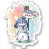エルビスステッカーラスベガスキュートベニーブルーバニー シール (正面)