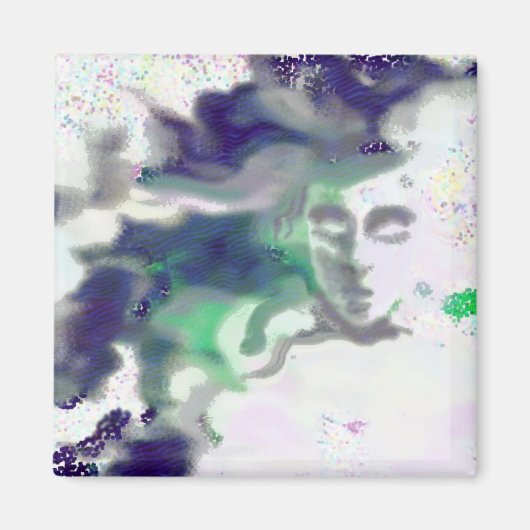 エルビッシュ顔 – デジタルスケッチ、ファンタジーアートマグネット マグネット (正面)