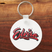 エルビラ赤いハートグラフィティシュリュッセランガー キーホルダー (正面)