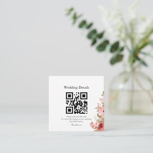 エルピンクフラワーエレガントなウェディングエンクロージャカード エンクロージャーカード (スタンド正面)