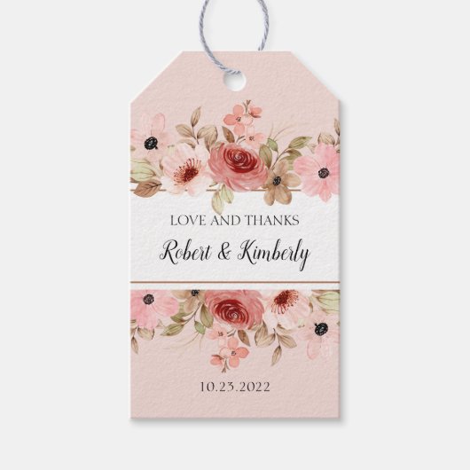 エルピンクフラワーエレガントな結婚式 ギフトタグ (正面)