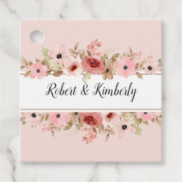 エルピンクフラワーエレガントな結婚式 フェイバータグ