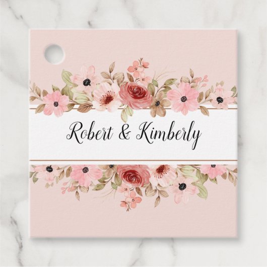 エルピンクフラワーエレガントな結婚式 フェイバータグ (正面)