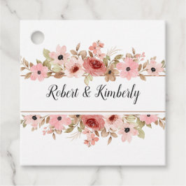 エルピンクフラワーエレガントな結婚式 フェイバータグ