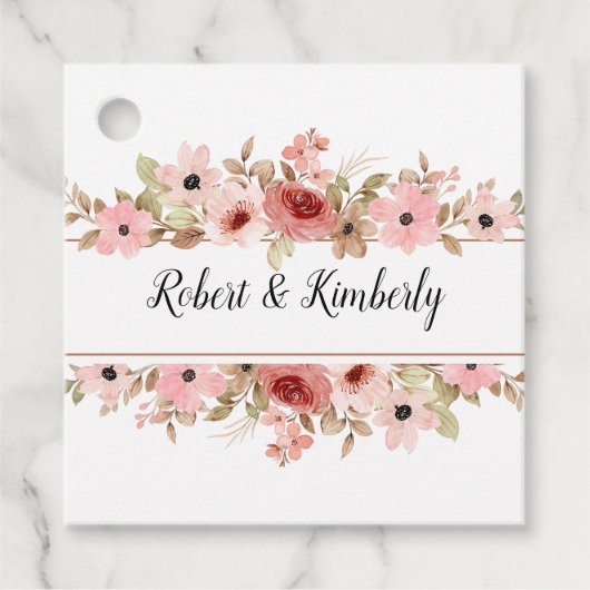 エルピンクフラワーエレガントな結婚式 フェイバータグ (正面)