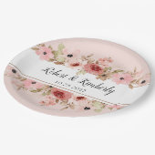 エルピンクフラワーエレガントな結婚式 ペーパープレート (アングル)