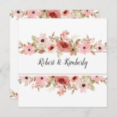 エルピンクフラワーエレガントな結婚式 招待状 (正面/裏面)