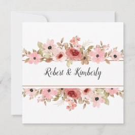 エルピンクフラワーエレガントな結婚式 招待状