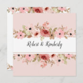 エルピンクフラワーエレガントな結婚式 招待状 (正面/裏面)