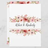 エルピンクフラワーエレガントな結婚式 招待状 (正面/裏面)
