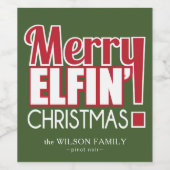 エルフおもしろいメリーィンのクリスマスワインラベル ワインラベル (シングルラベル)