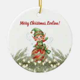 エルフからのクリスマスオーナメント セラミックオーナメント
