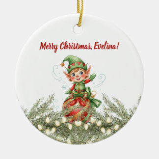 エルフからのクリスマスオーナメント セラミックオーナメント