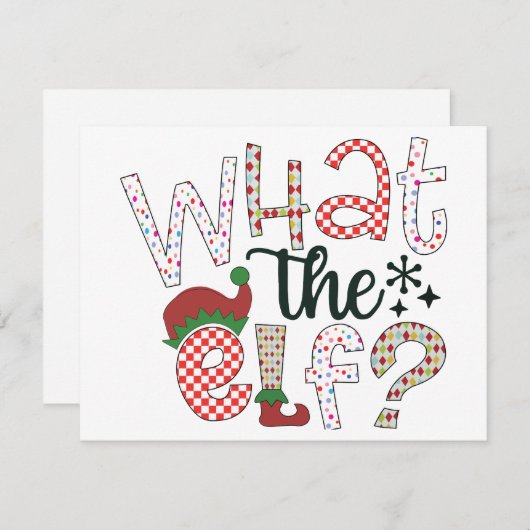 エルフって何?面白くてユーモア溢れるクリスマス シーズンカード (正面/裏面)