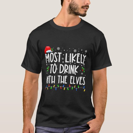 エルフと飲む可能性大 妖精の飲酒 C Tシャツ (正面)