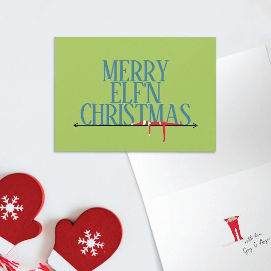 エルフのいたずら クリスマスの挨拶サイン 折りたたみカード カード