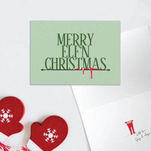 エルフのいたずら クリスマスの挨拶サイン 折りたたみ式 カード