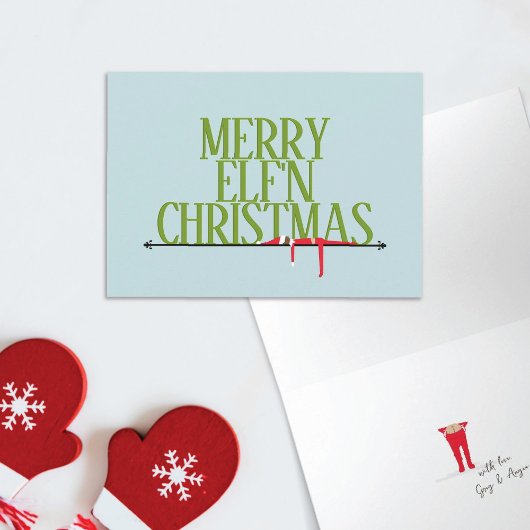 エルフのいたずら クリスマスグリーティングサイン折りたたみカード カード