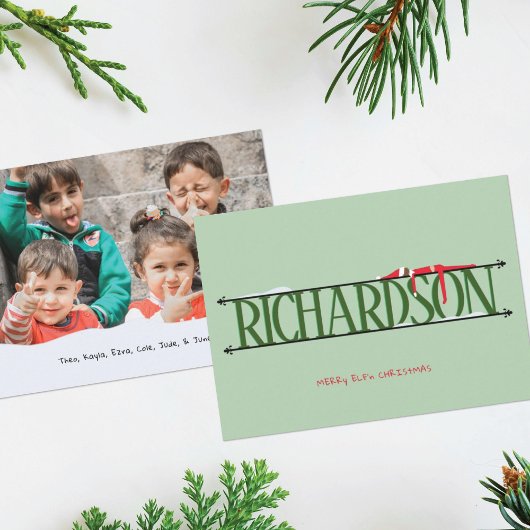 エルフのいたずら 名前サイン 写真 クリスマスカード