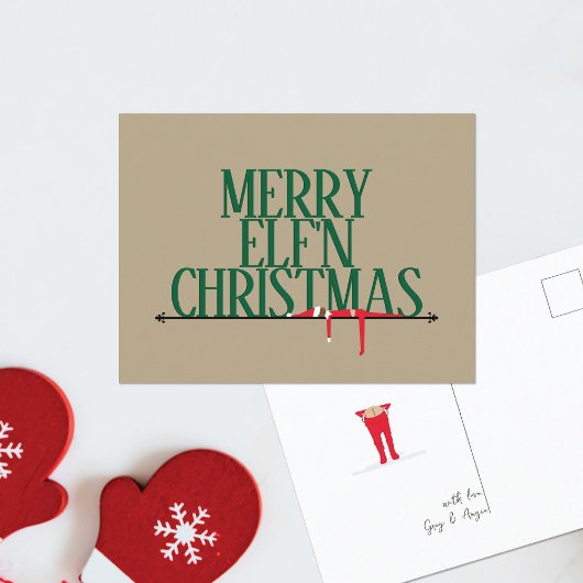 エルフのいたずら 挨拶サイン クリスマス ポストカード
