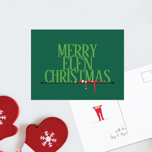 エルフのいたずら 挨拶サイン クリスマス ポストカード