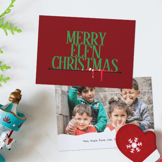 エルフのいたずら 挨拶サイン 写真 クリスマスカード