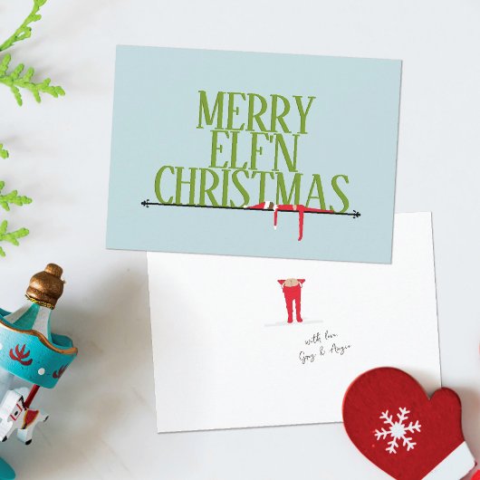 エルフのいたずら 鉄のサイン クリスマスカード
